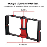 Vlogging Live Broadcast Kit With Led Fill Light Microphone Tripod Mount & Cold Shoe Head - Red - Close-Up Angle