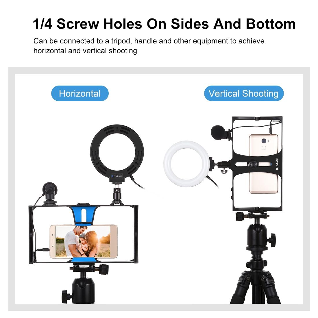 3-In-1 Vlogging Kit With Smartphone Rig Microphone And Led Ring Light - Red