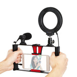 3-In-1 Vlogging Kit With Smartphone Rig Microphone And Led Ring Light - Red - Extra Image