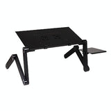 Foldable Laptop Stand with Dual Fans & Mouse Pad - 360 Degree Adjustable - Red - Side View
