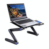 Foldable Laptop Stand with Dual Fans & Mouse Pad - 360 Degree Adjustable - Red - Rear View