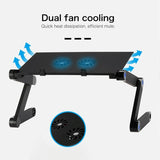 Foldable Laptop Stand with Dual Fans & Mouse Pad - 360 Degree Adjustable - Red - Extra Image