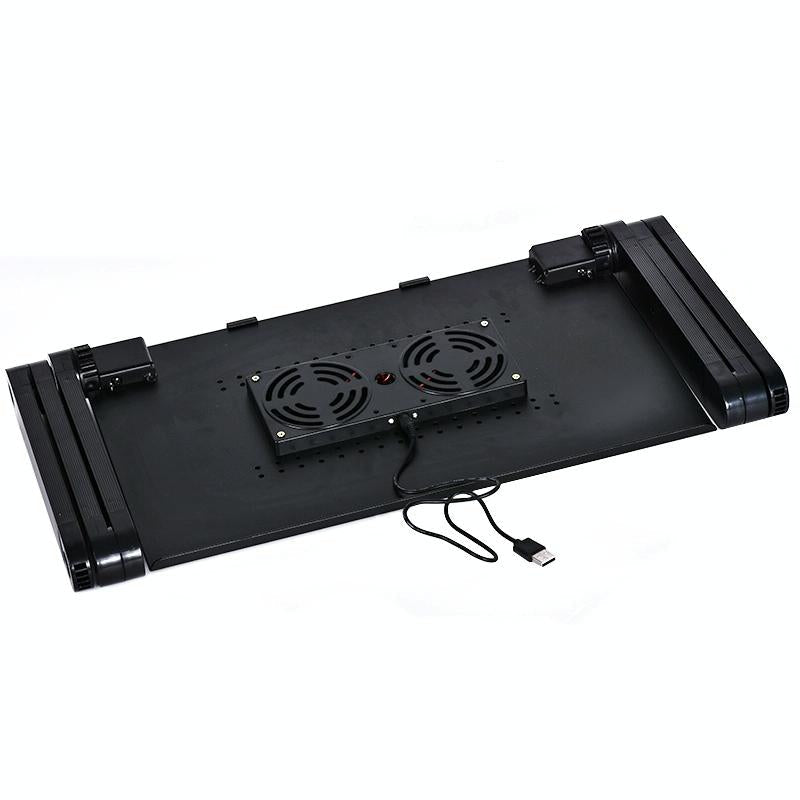 Foldable Laptop Stand with Dual Fans & Mouse Pad - 360 Degree Adjustable - Red