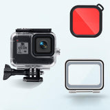 Waterproof Case for Gopro Hero8 with Touch Back Cover and Colour Lens Filter - 45m - Red - Front View