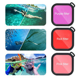 Waterproof Case for Gopro Hero8 with Touch Back Cover and Colour Lens Filter - 45m - Red