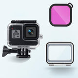 Waterproof Case for Gopro Hero8 with Touch Back Cover and Colour Lens Filter - 45m - Red - Extra Image
