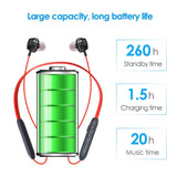 Wireless Bluetooth Earphones with High-fidelity Mic - 5.0 - Red - Low Angle