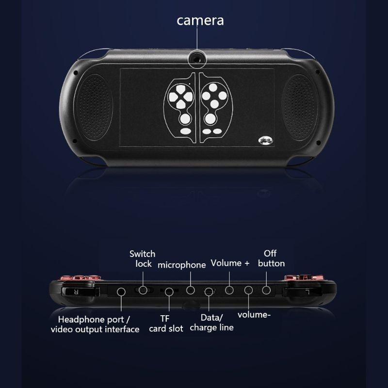 Retro Classic Handheld Game Console With 5.1 Hd Screen & 8G Memory - Supports Mp4 / Ebook - Blue + Red