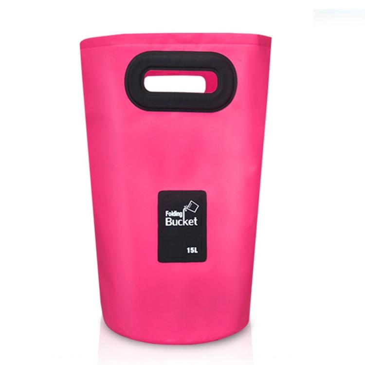 15L Outdoor Portable Folding Sink Pvc Collapsible Bucket - Rose Red
