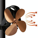 4-blade Heat Powered Fireplace Stove Fan - Aluminum - Rose Red