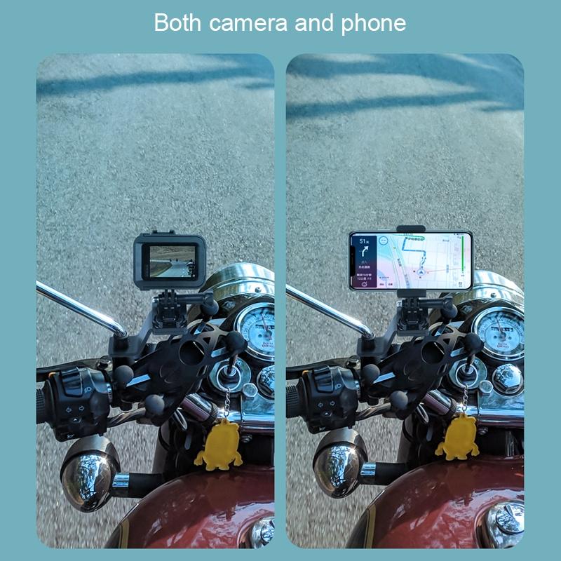 Universal Motorcycle Phone Bracket for Action Cameras - Silver