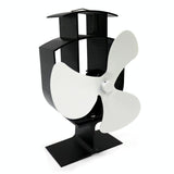 High-temp Metal Heat-powered Stove Fan - 3 Blades - Silver - Side View