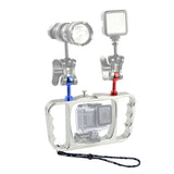 Aluminum Dual Handheld Diving Light Arm Mount for Action Cameras - Silver - Front View