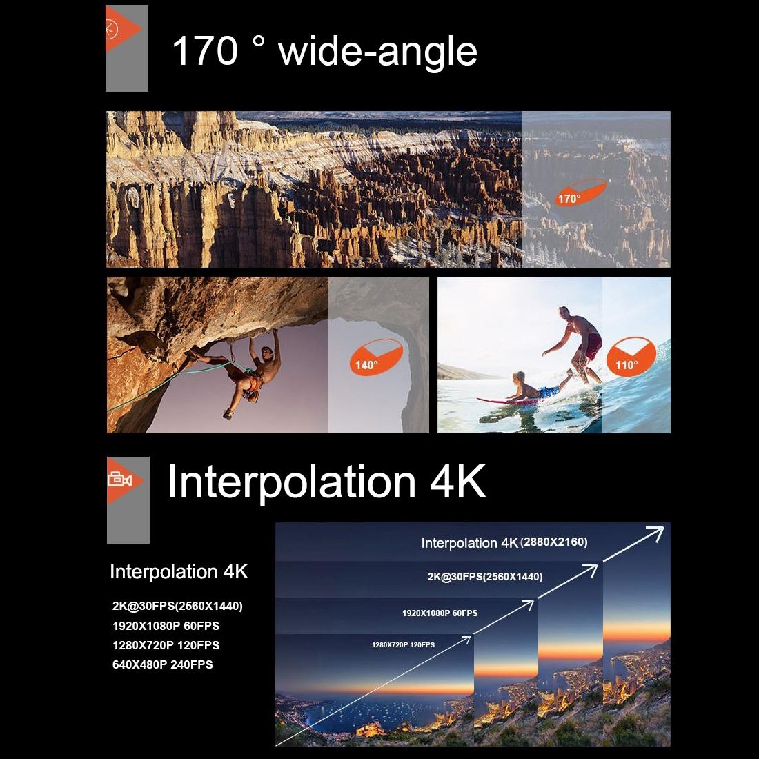 170 Degree Wide Angle Wifi Action Camera with Waterproof Case - Supports 64gb Micro Sd - Silver