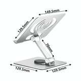 Foldable Rotating Laptop / Tablet Stand - Aluminum Alloy - Silver - Side View