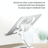 Foldable Rotating Laptop / Tablet Stand - Aluminum Alloy - Silver - 45-Degree Angle