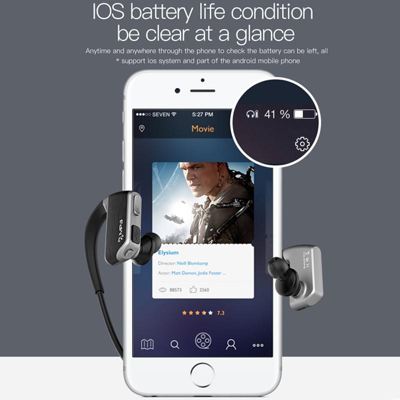 Wireless Sports Bluetooth Earphones - Binaural Hanging Type 5.0 - Silver