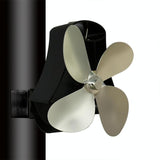 4-blade Heat Powered Fireplace Stove Fan - Aluminum - Bronze - Side View