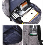 Versatile Canvas Laptop Backpack for 13-15 Inch - 36x25x10cm - Baby Blue - Rear View