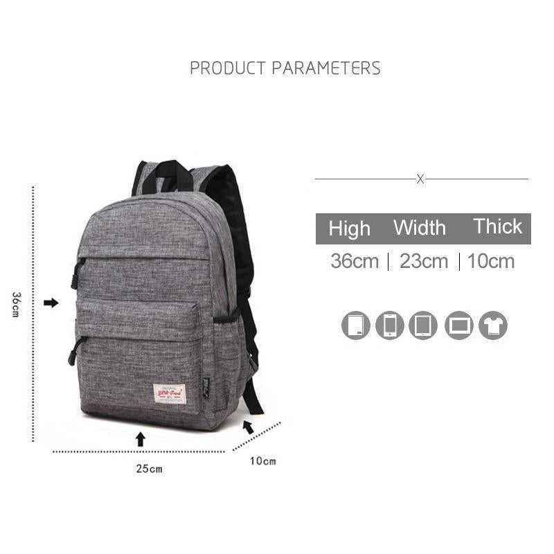 Versatile Canvas Laptop Backpack for 13-15 Inch - 36x25x10cm - Baby Blue