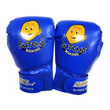 Children'S Cartoon Boxing Gloves - Pu Leather - Cartoon White + Baby Blue - Rear View