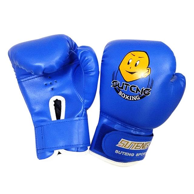 Children'S Cartoon Boxing Gloves - Pu Leather - Cartoon White + Baby Blue
