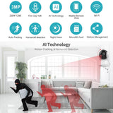 Ai Ip Camera With 3.0Mp 1296P Hd Two-Way Talk Auto Tracking Humanoid Detection Night Vision Tf Card Support - Extra Image