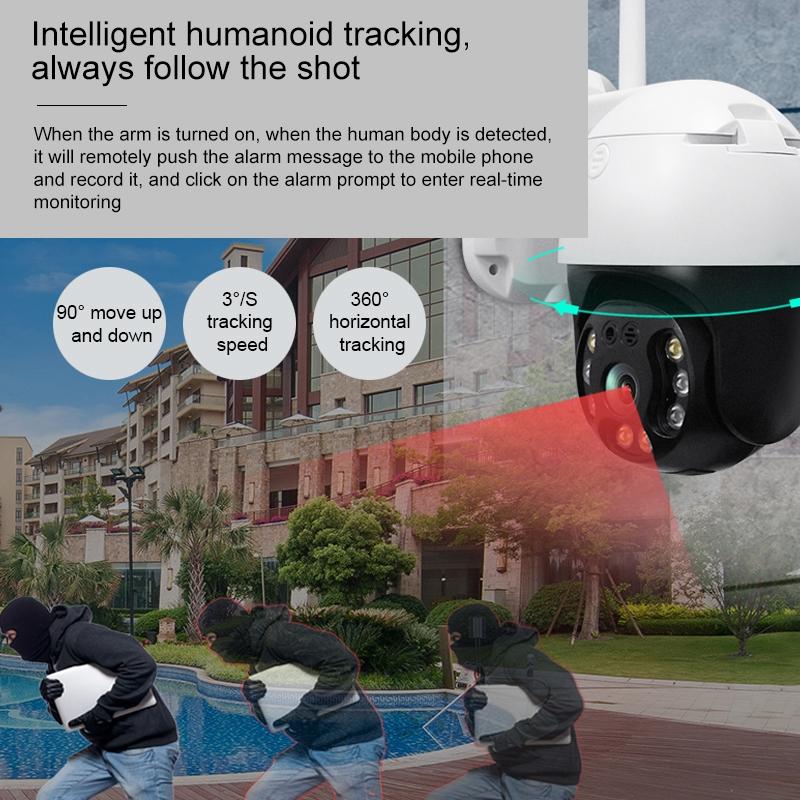 Waterproof 360 Degree Ptz Wifi Camera With 1080P Resolution 3.0Mp Lens Two-Way Voice Motion Detection And 128Gb Tf Card