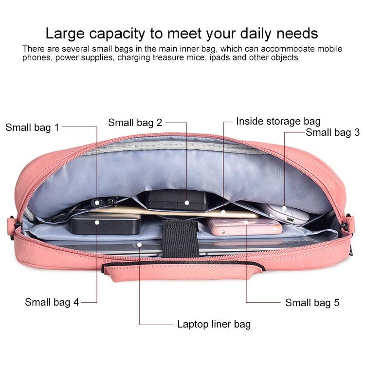 13.3 Inch Waterproof Anti-theft One-shoulder Handbag with Suitcase Belt - Navy Blue