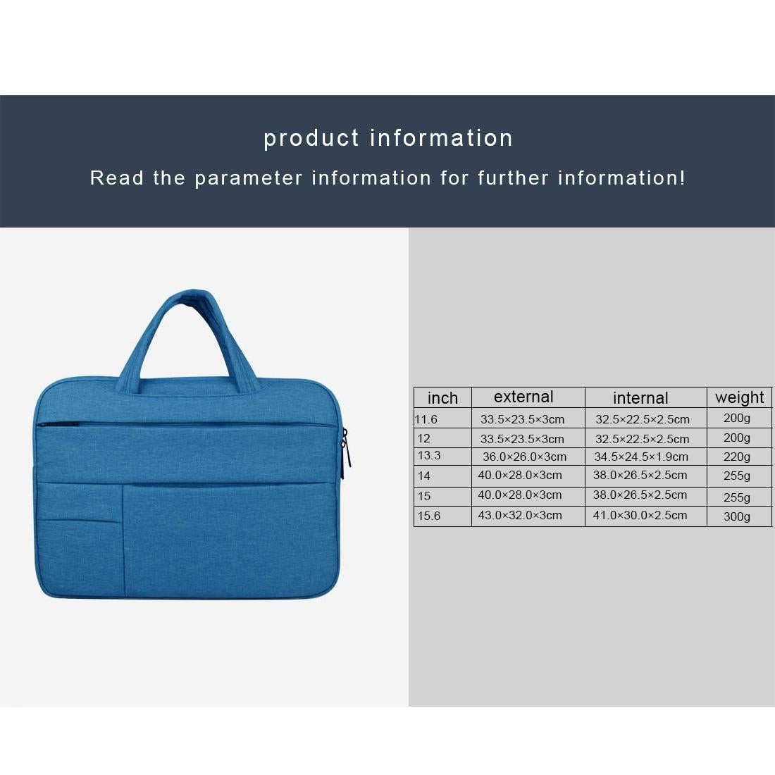 13.3 Inch Laptop Tablet Bag With Multiple Pockets And Soft Oxford Cloth Handle - Navy