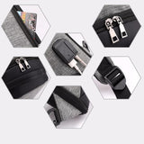 Versatile Oxford Shoulder Bag With Earphone & Usb - Navy Blue - Top-Down View