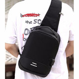 Versatile Oxford Shoulder Bag With Earphone & Usb - Navy Blue - Extra Image