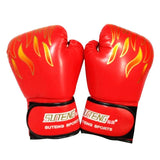 Adult Flame Pattern Pu Leather Boxing Gloves - Fitness - White - Extra Image