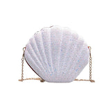 Sequined Shell Crossbody Bag Single Shoulder Fashion Accessory - White