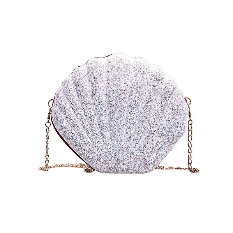 Sequined Shell Crossbody Bag Single Shoulder Fashion Accessory - White