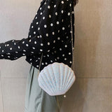 Sequined Shell Crossbody Bag Single Shoulder Fashion Accessory - White - Extra Image