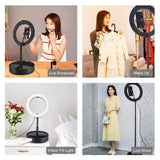 10.2 Dual-colour Led Ring Light with Usb Bluetooth Remote and Phone Holder - White
