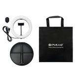 10.2 Dual-colour Led Ring Light with Usb Bluetooth Remote and Phone Holder - White