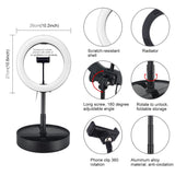 10.2 Dual-colour Led Ring Light with Usb Bluetooth Remote and Phone Holder - White - Low Angle