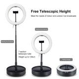 10.2 Dual-colour Led Ring Light with Usb Bluetooth Remote and Phone Holder - White