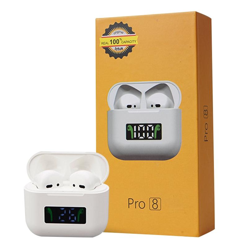 Wireless Bluetooth Earphones with Touch Display - White