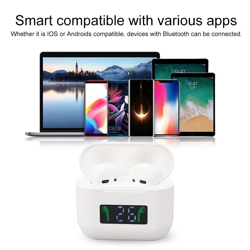 Wireless Bluetooth Earphones with Touch Display - White