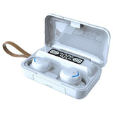 Bluetooth Earphone with Noise Reduction & Led Display Hand Strap - White - Front View