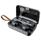 Bluetooth Earphone with Noise Reduction & Led Display Hand Strap - White