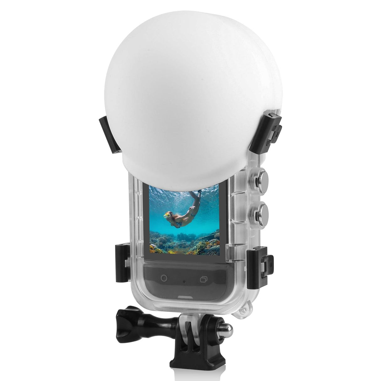 Silicone Dive Case Lens Guard for Insta360 X3 / X4 - Invisible and Protective - White