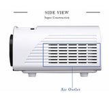 Portable Mini Led Projector With Remote - 1200 Lumens - White - Rear View