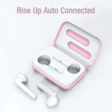 Wireless Touch Earphones with Magnetic Charging Box - Bluetooth 5.0 - White - Rear View