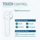 Wireless Touch Earphones with Magnetic Charging Box - Bluetooth 5.0 - White - Low Angle
