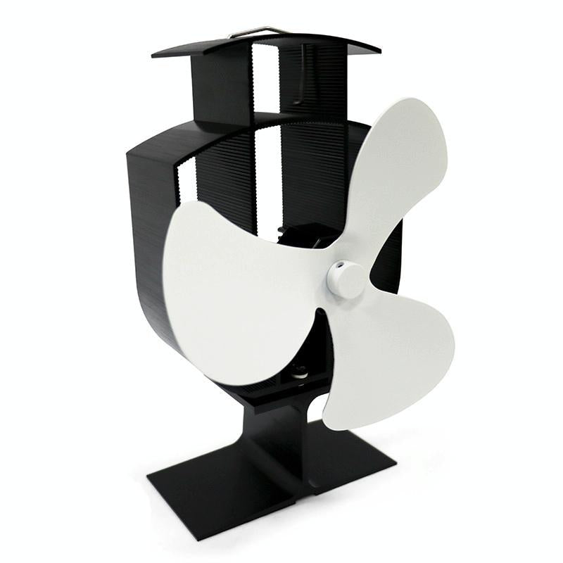 High-temp Metal Heat-powered Stove Fan - 3 Blades - White