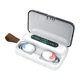 Bluetooth Earphone with Noise Reduction & Breathing Light Hand Strap - White